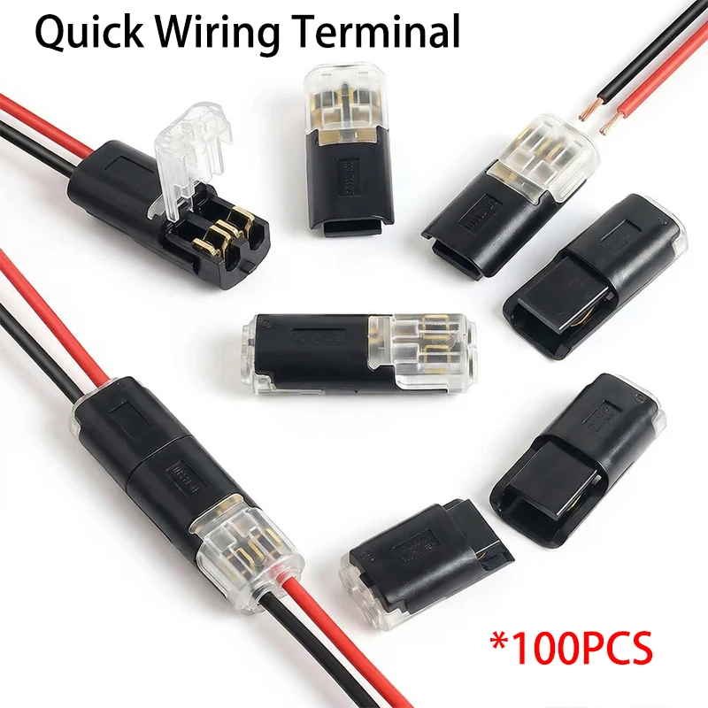 

100Pcs 2Pin Insulation Piercing Wire Connectors,Solder-Free & Strip-Free Quick Disconnect Plugs for LED Strip&Low Voltage Wiring