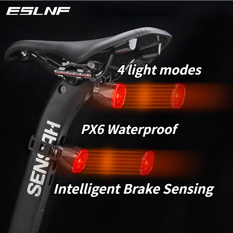 ESLNF Bicycle Smart Auto Brake Sensing Light IPx6 Waterproof LED Charging Cycling Warning Taillight Bike Rear Light Accessories