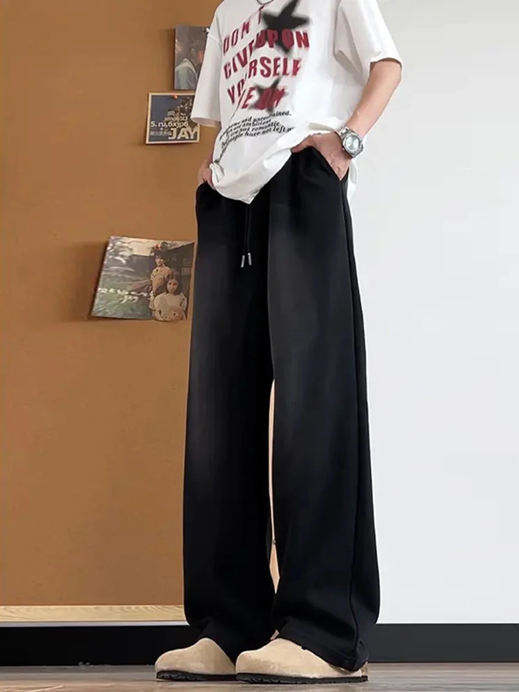 

American Sle Bla Curved Knife Pants Men's Autumn Winter Heavyweight Drape CleanFit Straight Leg Sport Casual Long Trousers
