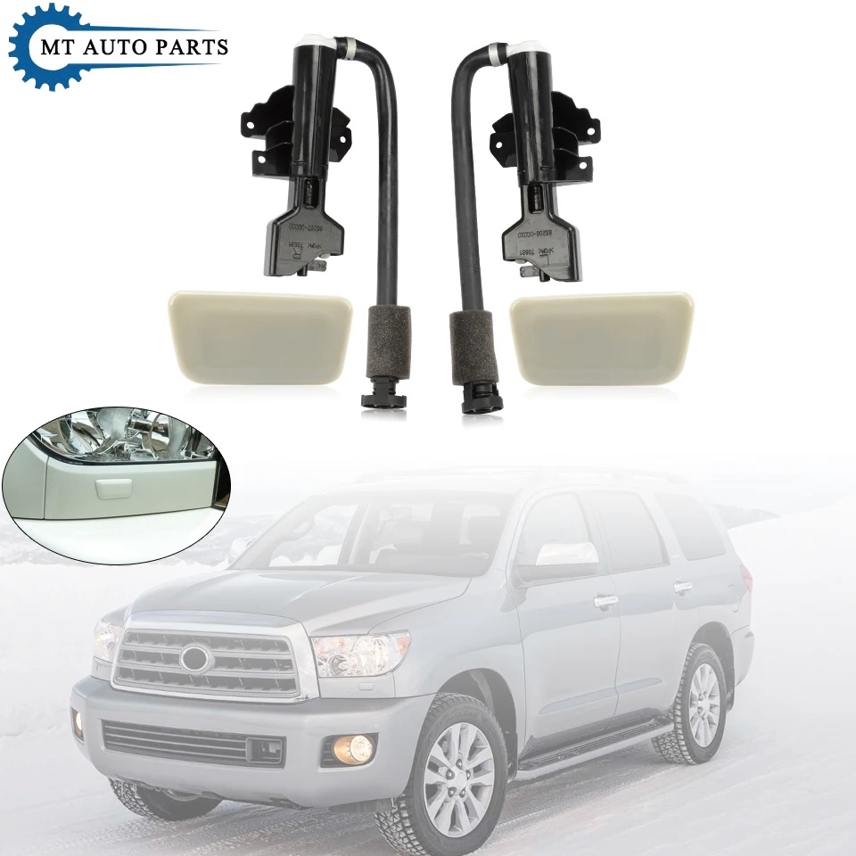 MTAP Front Headlight Washer Nozzle Headlamp Water Sprayer Jet Cover For TOYOTA SEQUOIA K6 2007-2020 85208-0C020 85207-0C020