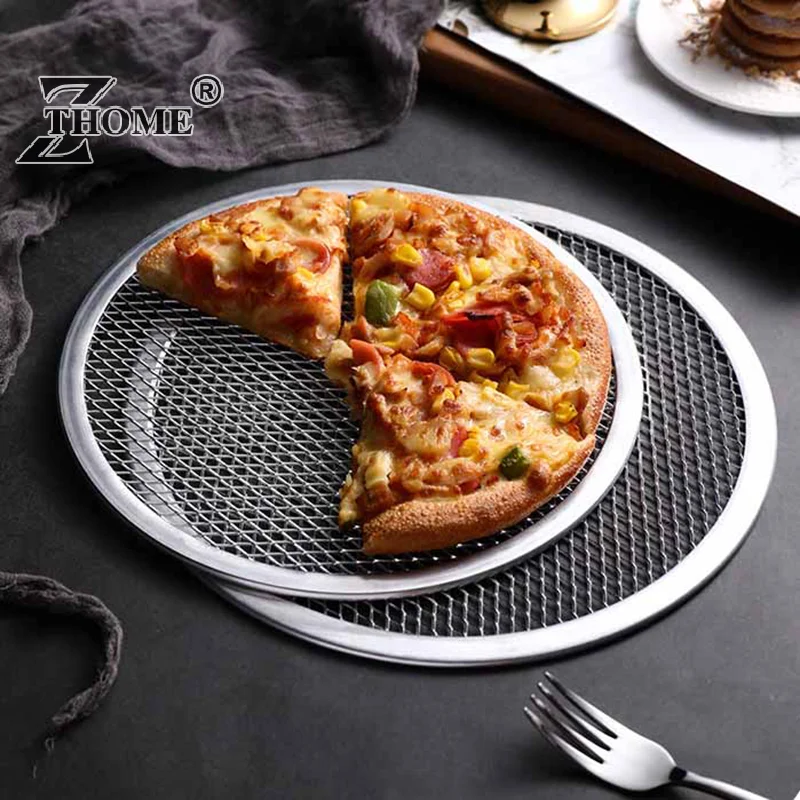 8-13Inch Non Stick Pizza Screen Pan Seamless Aluminum Metal Net Bakeware Kitchen Tools Round Pizza Pastry Baking Tray Reusable