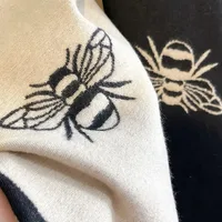Luxury Brand Two-Sided Bees Scarf Imitation Cashmere Soft Warm Fringe Pashmina Shawl Winter Coldproof Windproof Blanket Scarf - Image 4