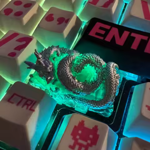 Emerald Keycap Custom Resin Slivery Dragon Point 1.75u Artisan Key Cap Creative Mechanical Keyboard Capslock Keycap for Boy Gift