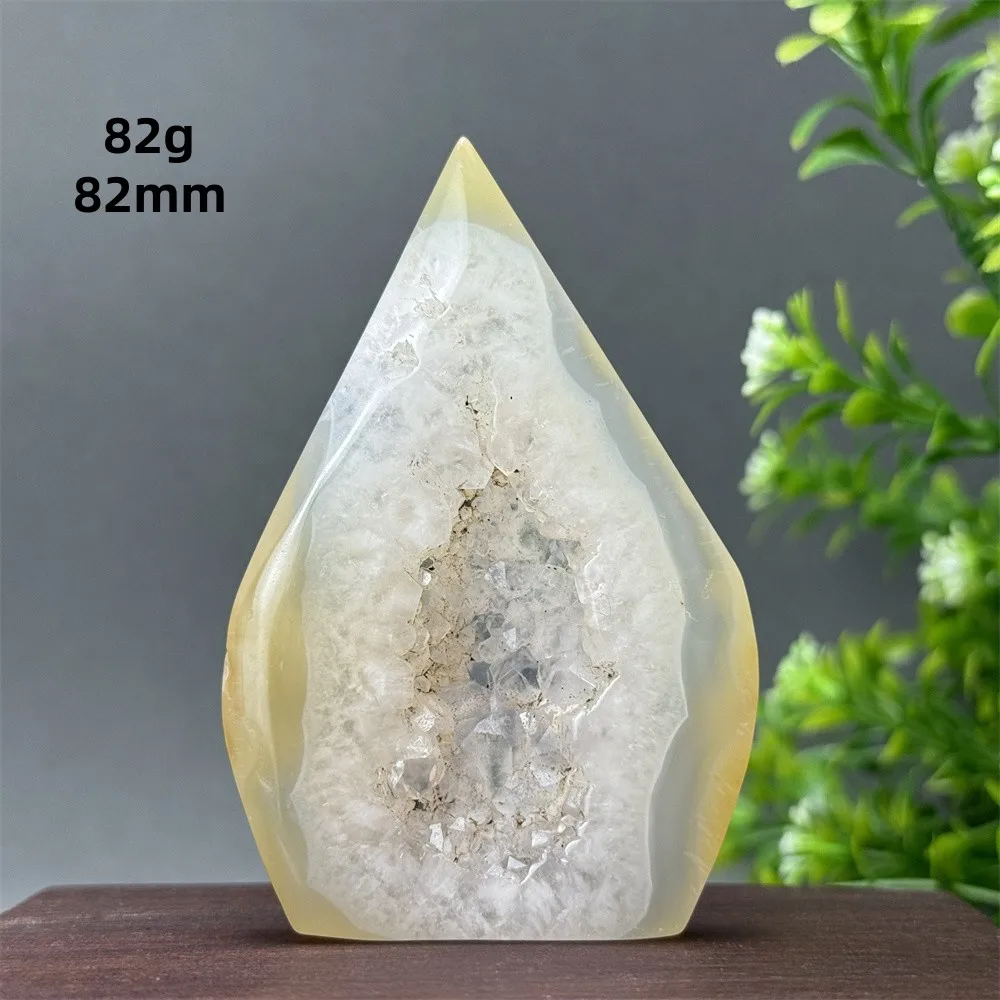 Natural Gem Yellow Agate Geode Free Form Torch Mineral Energy Home Furnishings Meditation Aura Prayer