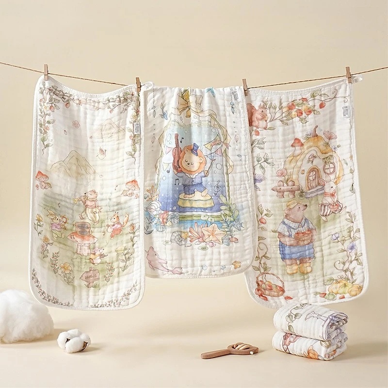 

Cotton Muslin Baby Face Towels Long Burp Cloth for Newborn 6Layers of Gauze Children's Towel Kindergarten Hand Towels Baby Items
