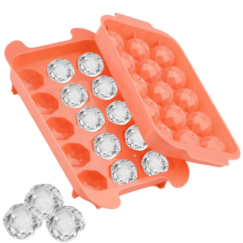 Eiswürfelform für den Gefrierschrank, Silikon-Eisbällchenhersteller mit Deckel, BPA-frei, leicht zu lösende Eiswürfelformen, DIY-Würfel für Whiskykaffee