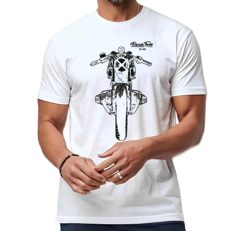 T-Shirt moto homme bleu Boxer café Racer R/80/100/1200 T cadeau motard