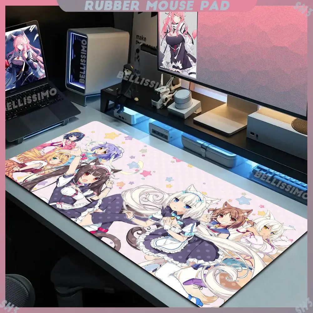 

N_nekopara Escritorio Mouse Pad Non-Slip Rubber Laptop Cushion Gabinete Gamer Pc Accessories Kawaii Cute Deskmat HD Anime Girls