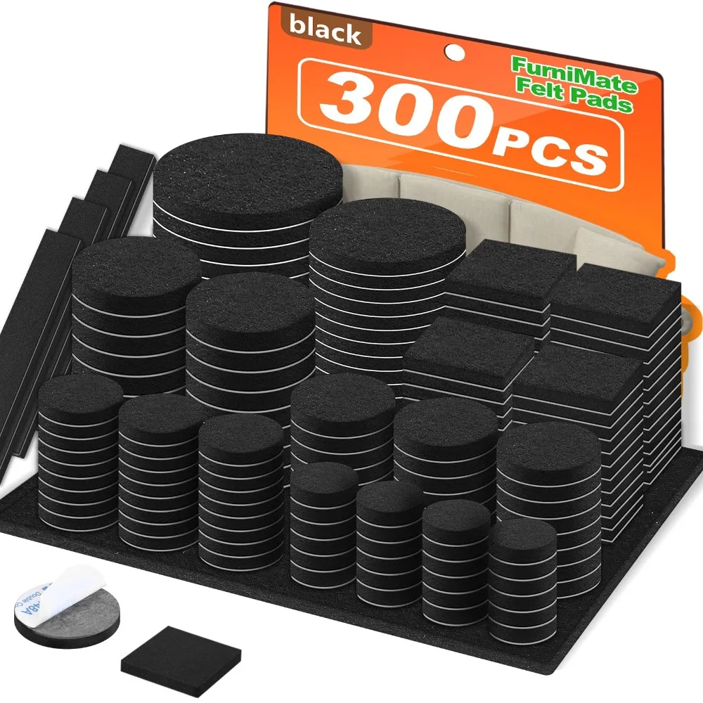 300PCS Felt Chair Leg Pads, Value Pack of Various Sizes,Felt Furniture Pads for Protecting Hardwood Floors,Self Adhesive