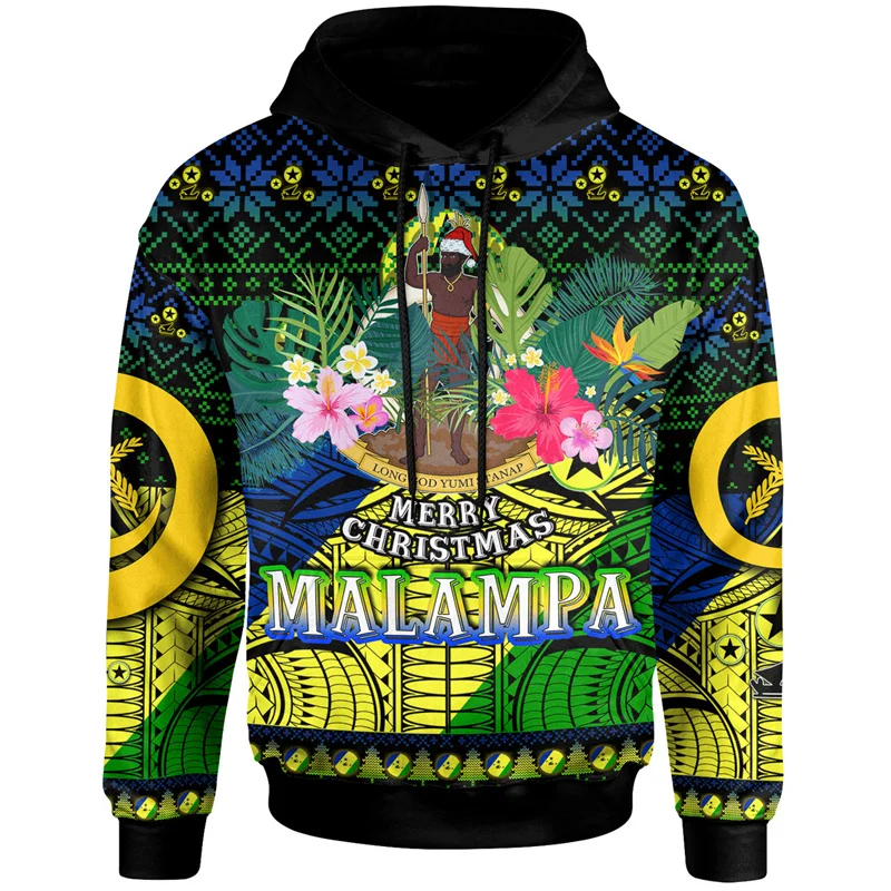 

3D Epi Seal Of Vanuatu Polynesian Patterns Print Hoodies For Men Vanuatu Coat Of Arms Graphic Hooded Sweatshirts Vintage Clothes