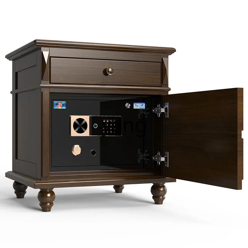 ZYR solid wood safe bedside table all-steel small safe box with drawers