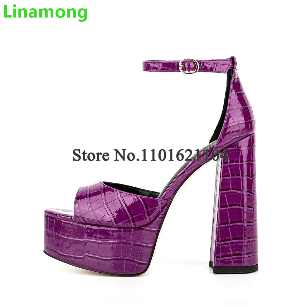 

Square Heel Platform Solid Sandals For Female Women 2024 New Ankle Buckle Strap Round Toe Sexy Shallow Summer Elegant Shoes