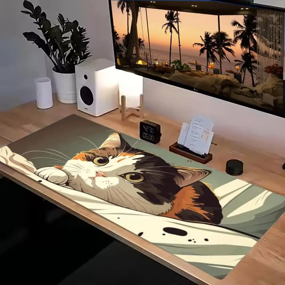 Crowd of Cute Cats Pattern Desk Mat, Non Slip Rubber Keyboard Pad Base High Definition Printing Gaming Mouse Pad