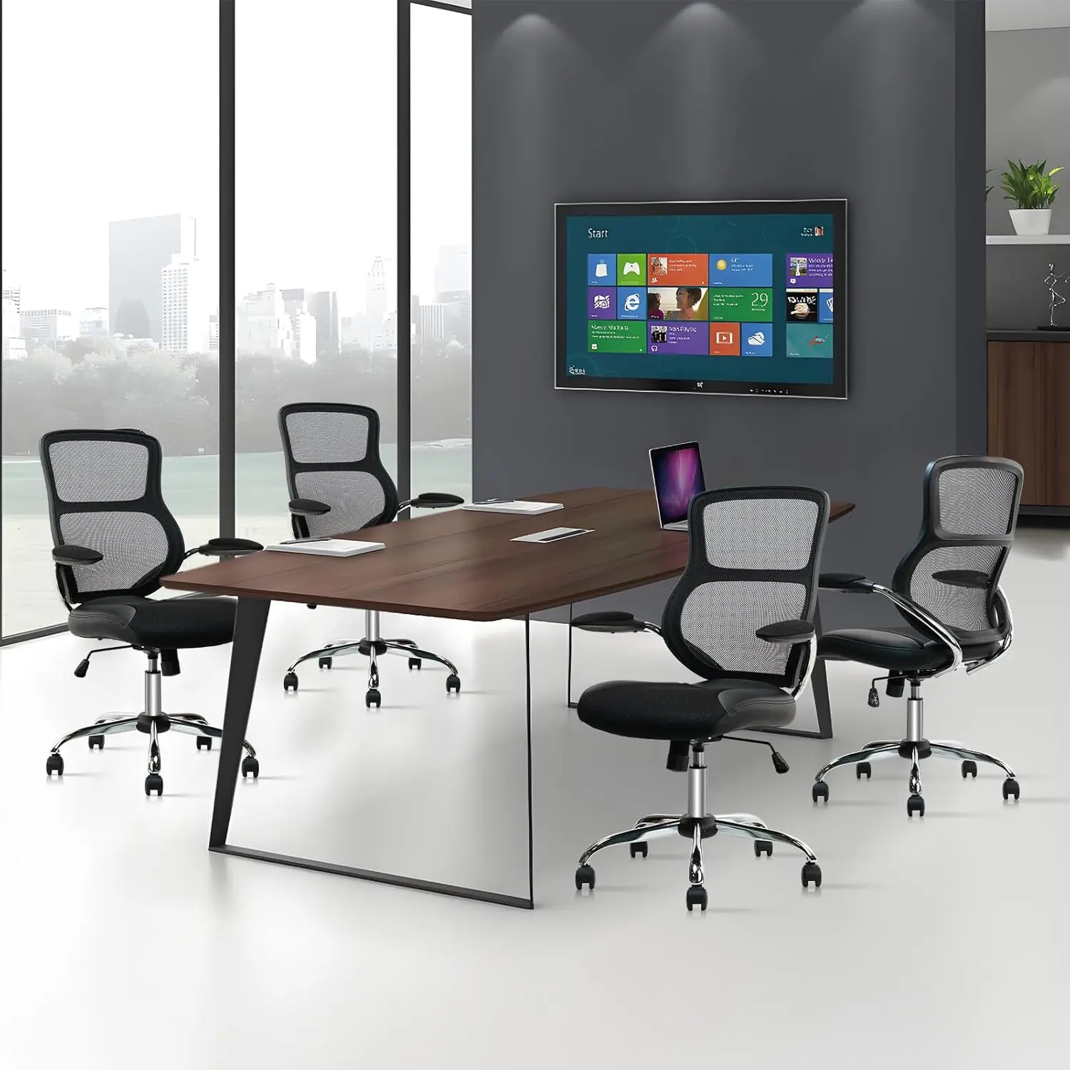 Office Mesh Chair Ergonomic Rolling Computer Desk Chairs with Flip-up Padded Armrest and Adjustable Height, Chair