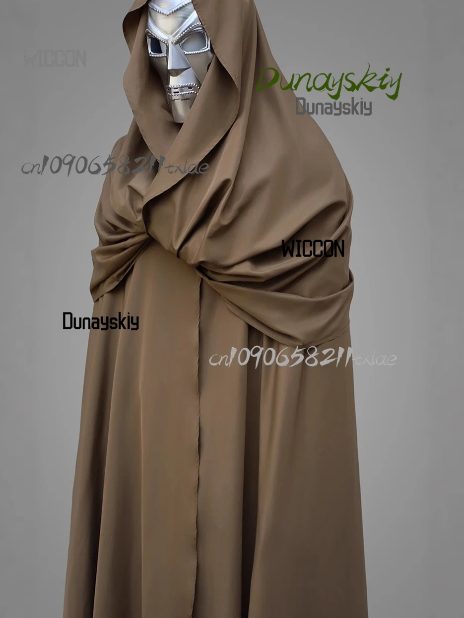 عباءة غامضة رومانية داكنة على الطراز القوطي في العصور الوسطى باللون الأسود والبني عباءة رداء تنكري لحفلات الهالوين