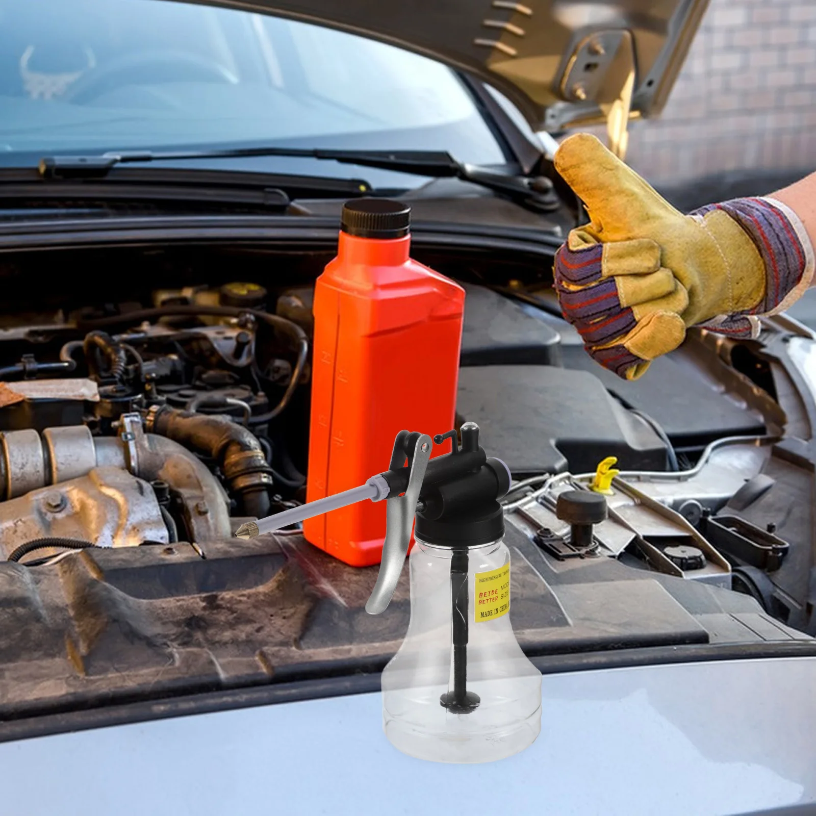 

350Ml Manual Pump Oil Can Portable Plastic Oiler For Automotive Lubrication High Pressure Oil Dispenser Machine Maintenance Tool