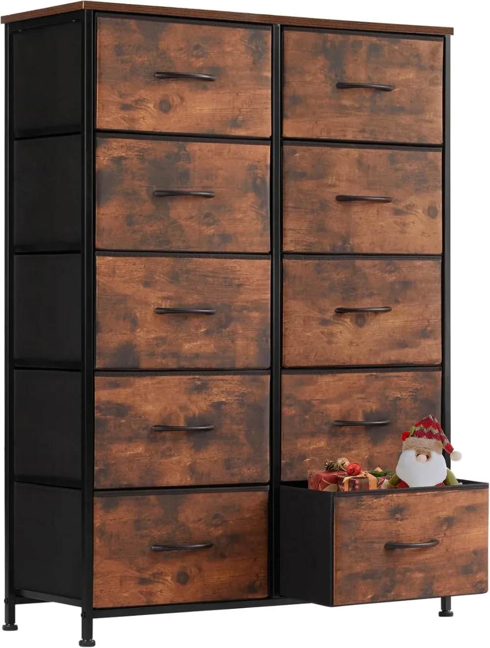 

Tall Dresser for Bedroom, Drawer Dresser Organizer Storage Drawers with 10 Drawers Fabric Bin Steel Frame