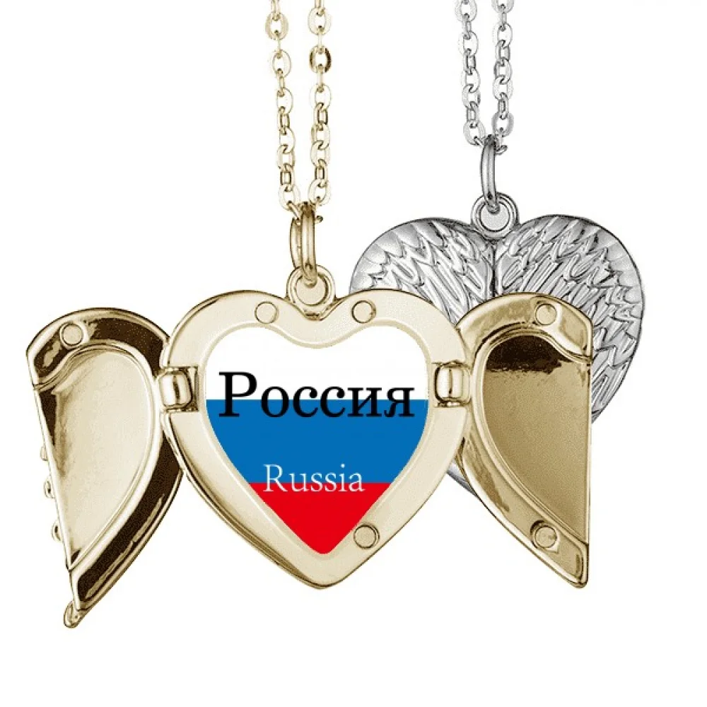 Европейский, Русский Флаг, английская страна, ангел, крыло, ожерелье, кулон, пара