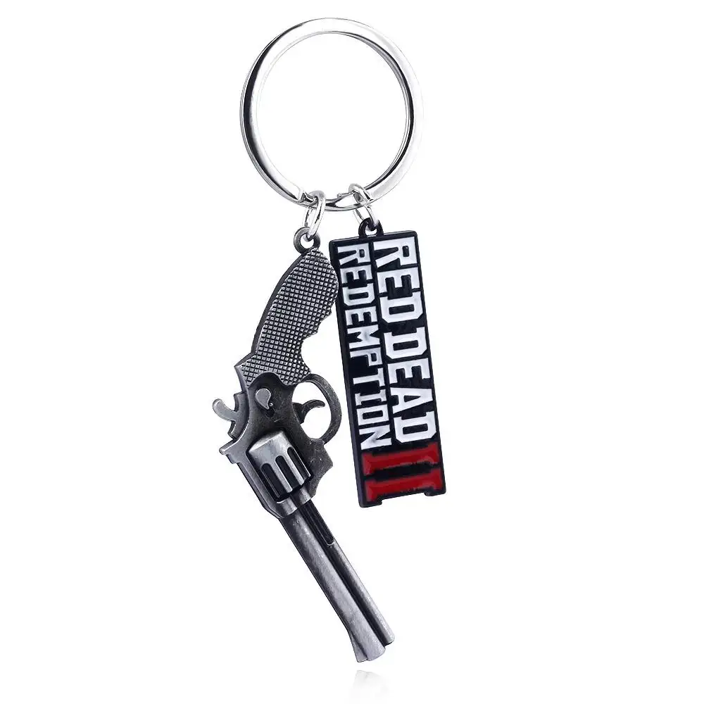 New Game Peripheral Keychain Pendant Jewelry Souvenir Gift Red Dead Redemption 2 Fashion Game Keychain 3D Gun Model Logo KeyRing
