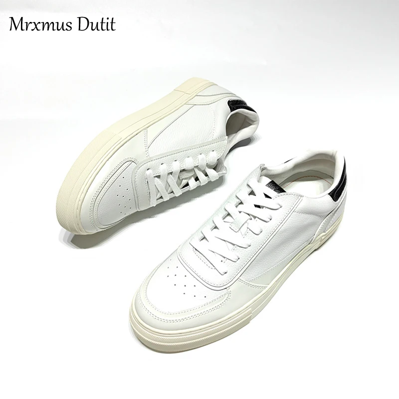 

Mrxmus Dutit 2024 Spring Summer Fashion Men New Genuine Leather Flat Lacing Sneaker Casual Versatile Simple Commute Shoes Male