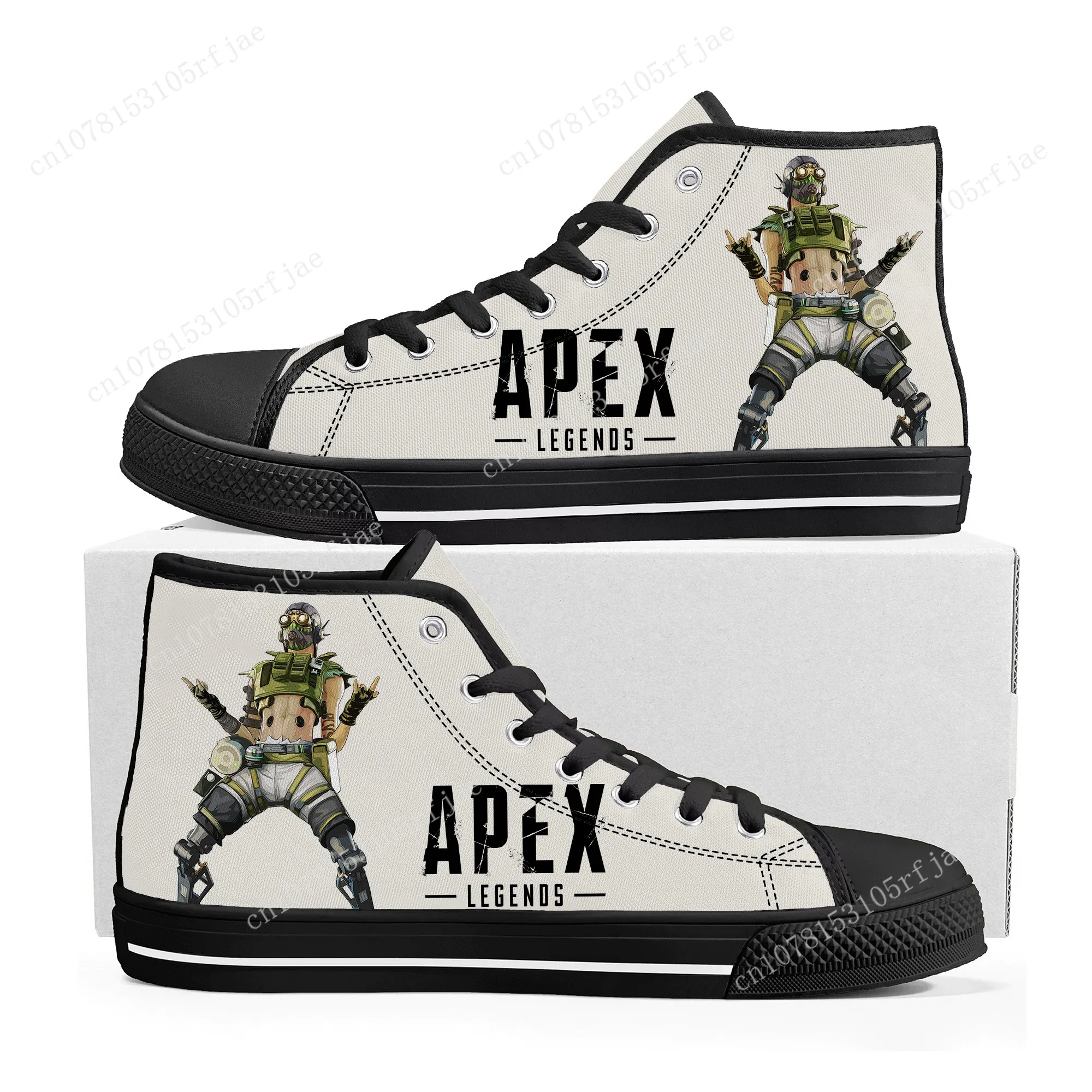 

Cartoon Game Apex Legends Octane High Top Sneakers Mens Womens Teenager High Quality Canvas Sneaker Custom Built Couple Shoes