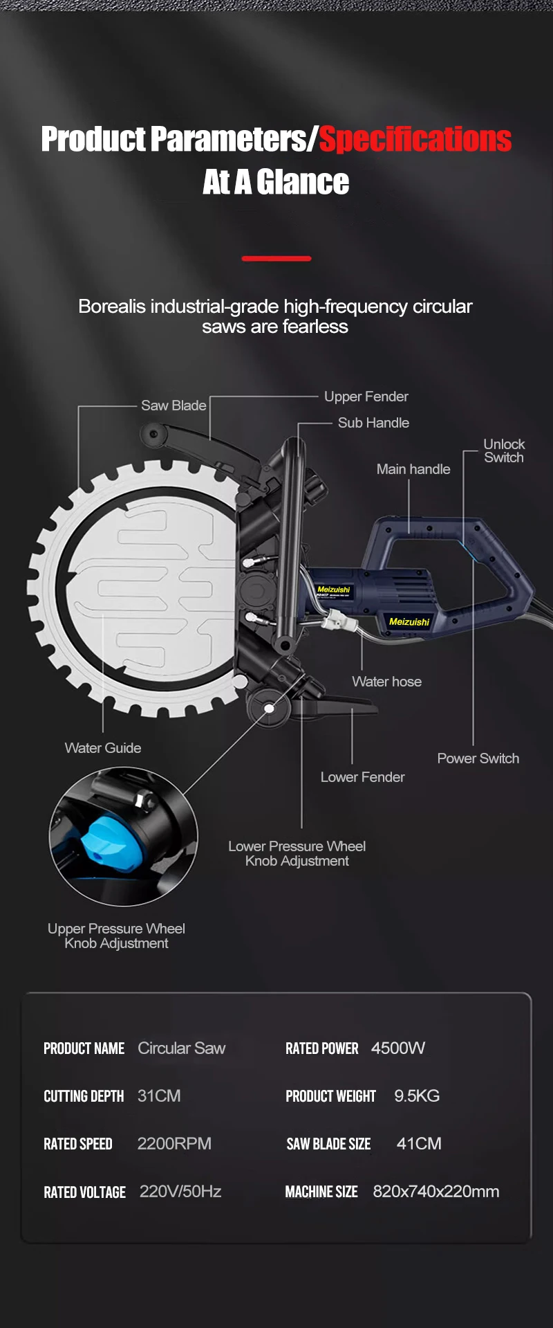 4500 W Ringsäge Hochfrequenz Elektrische Ringsäge Maschine Beton Wand Schneiden Maschine Beton Cutter – Detail 10