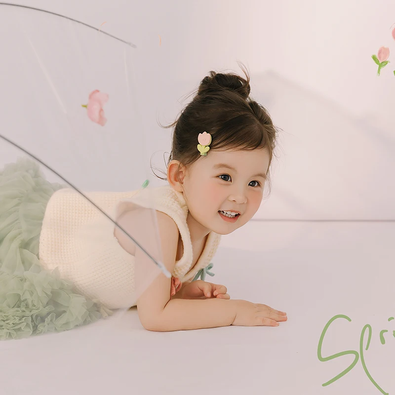 12-14 Months Baby Photography Clothing Baby Girl Sleeveless Top Fluffy Skirt Socks Set Cute Flower Hairpin Photo Accessories