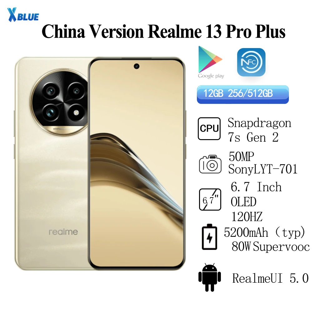 Realme 13 Pro Plus Snapdragon 7S Gen 2 NFC OTA, 50MP, Sony LYT-701, China Version, 6.7 