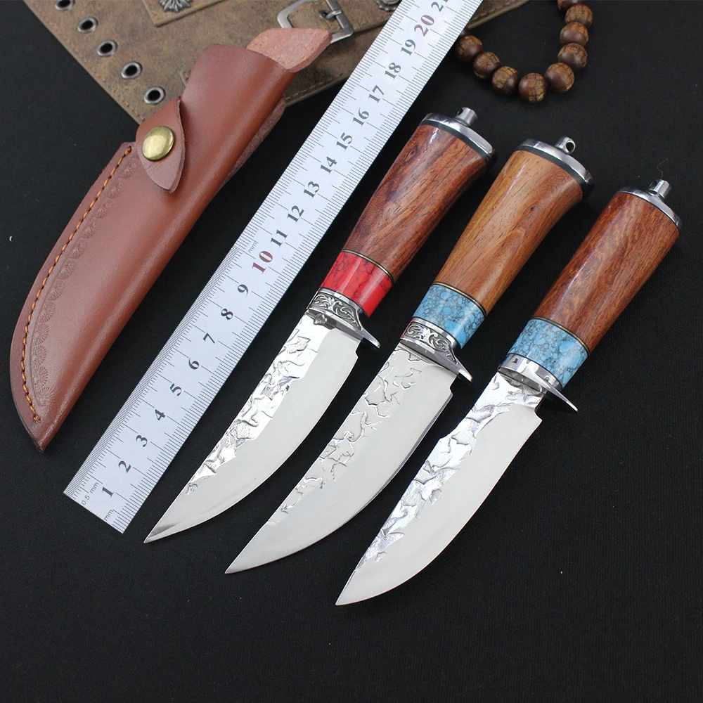 Small Straight Knife High Hardness Sharp Fixed Blade Knife Outdoor Camping Survival Hunting Knives with Case EDC Practical Tools