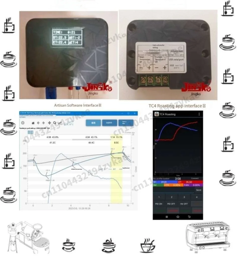 Bluetooth Thermometer Displays Real-Time Btet Curve RorBaking Beans, Coffee Beans, Artisan Intelligent Dual Channel
