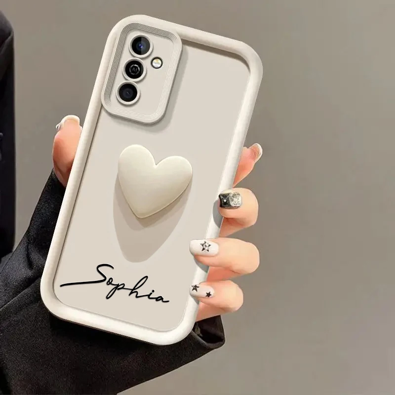 For Samsung Galaxy A55 5G Personalized Custom Name Case A55 5G 3D Love Heart Candy Bumper Cover A55 5G