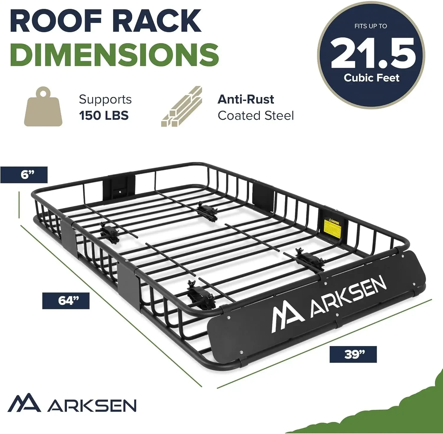 64 x 39 x 6 inch universeel 150LB zwaar uitgevoerd imperiaal vracht met bagagenet, auto-top bagagehouder draagmand voor SUV