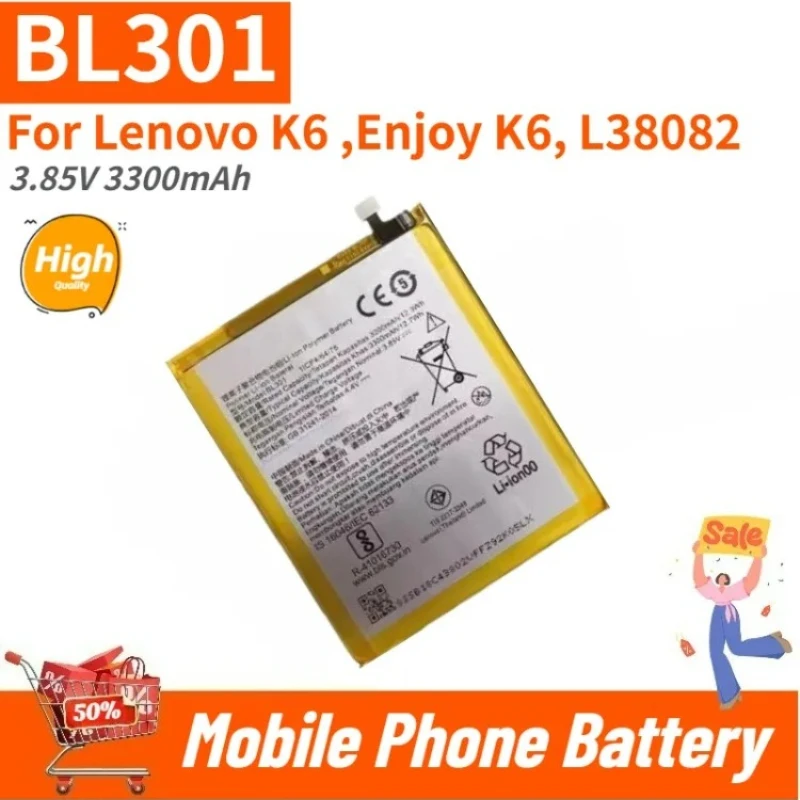 

BL301 High Quality Phone Battery 3.85V 3300mAh For Lenovo K6 ,Enjoy K6, L38082 Brand New Replacement Battery