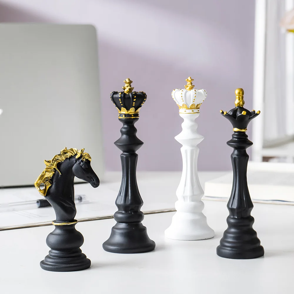 Chess Horse Statue Modern Creative Resin Craft Metal Figurines For Home Living Room Tabletop Ornament Gift Wholesale Ornament