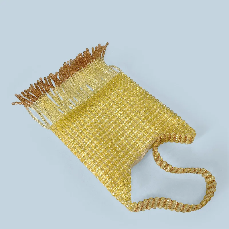 Новинка 2025 года, стильная женская сумка из акрилового металла с кисточками, сумки ручной работы с бисером, сумки на плечо, сумки для поездок на работу