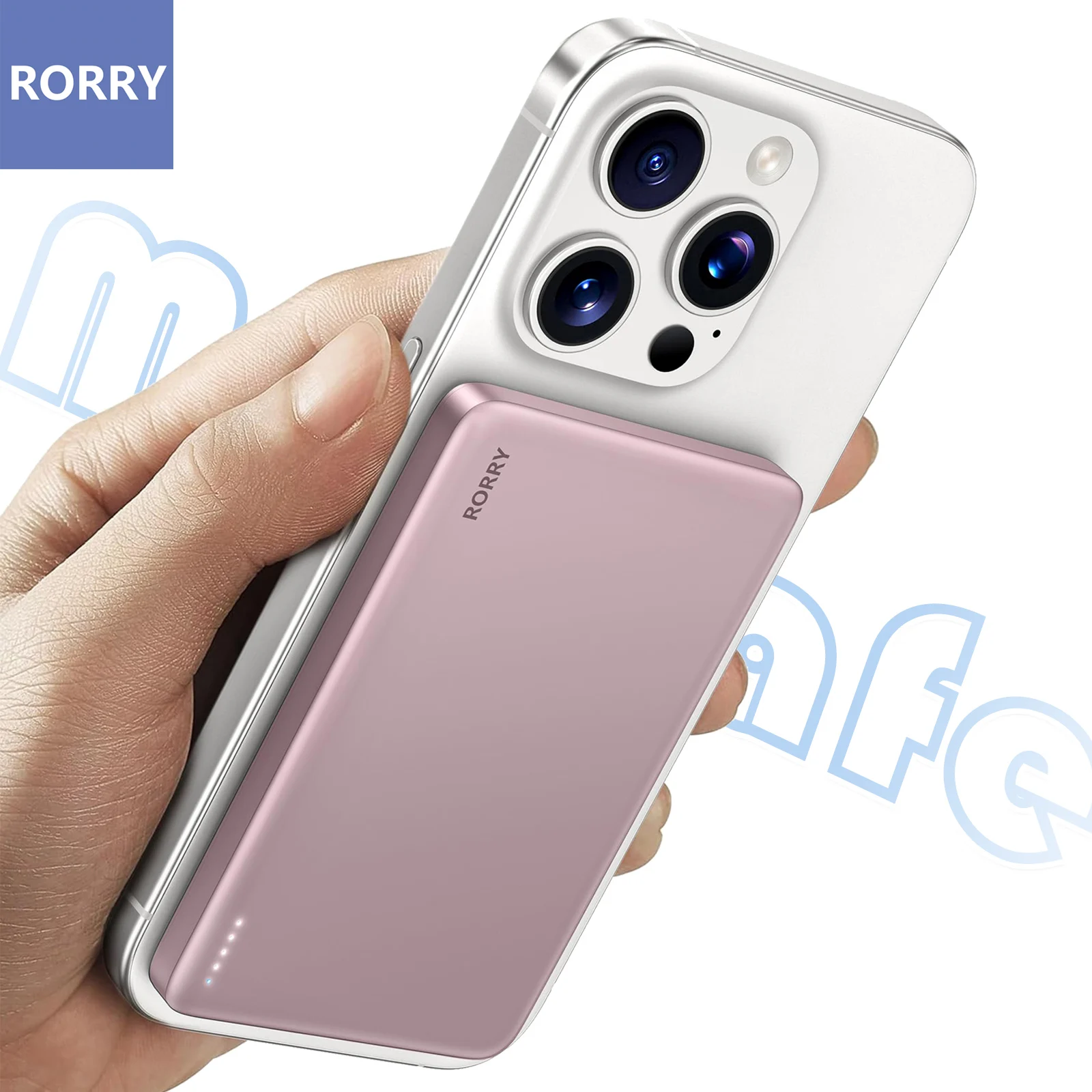 

RORRY Slim Magnetic Power Bank for MagSafe, 5000mAh Wireless Portable Charger, USB-C PD 18W Fast Charging for iPhone Series