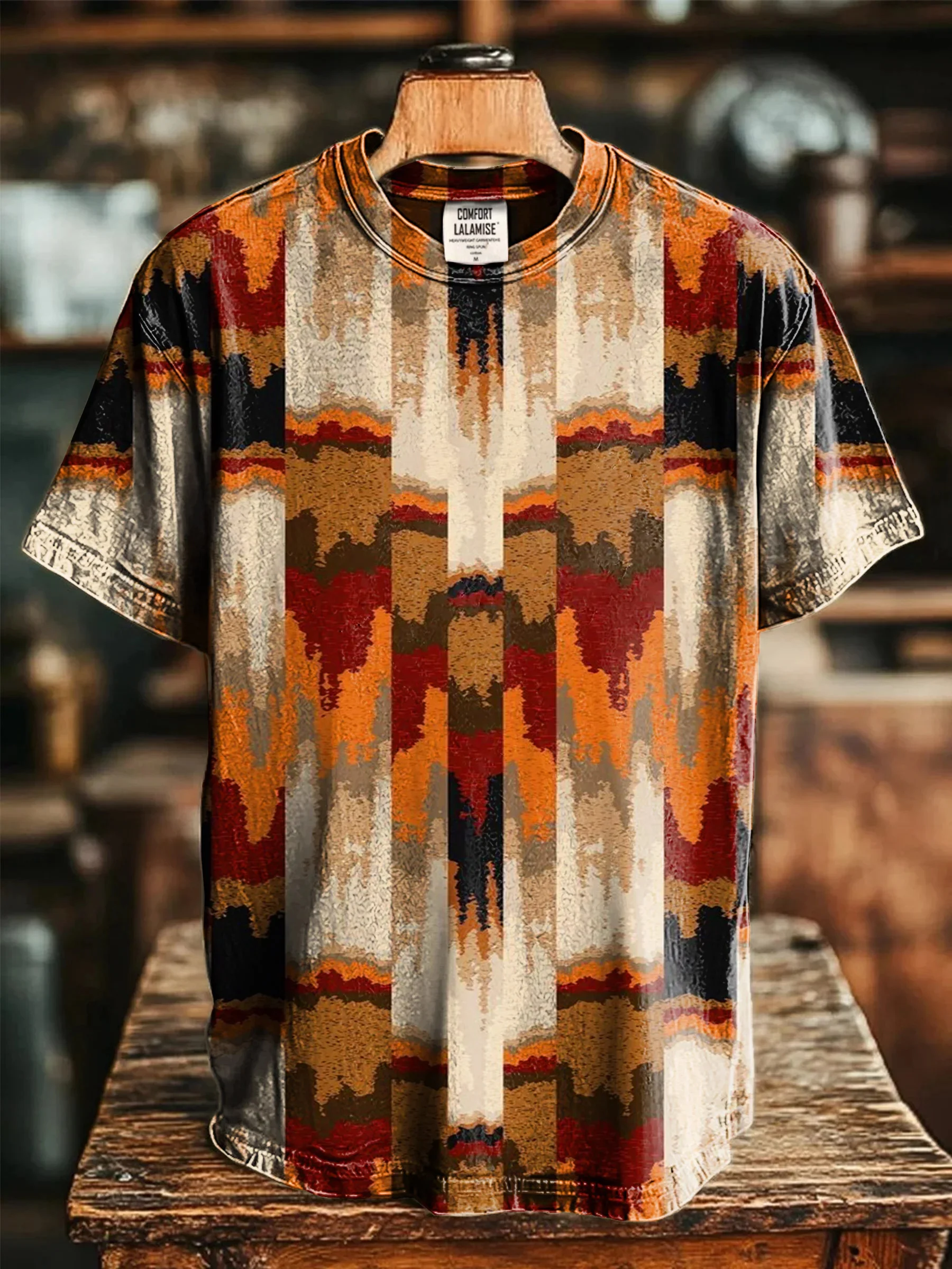 Summer Funny Retro Ethnic Totem Art Print Short Sleeve T-shirt Casual Top for Men Women