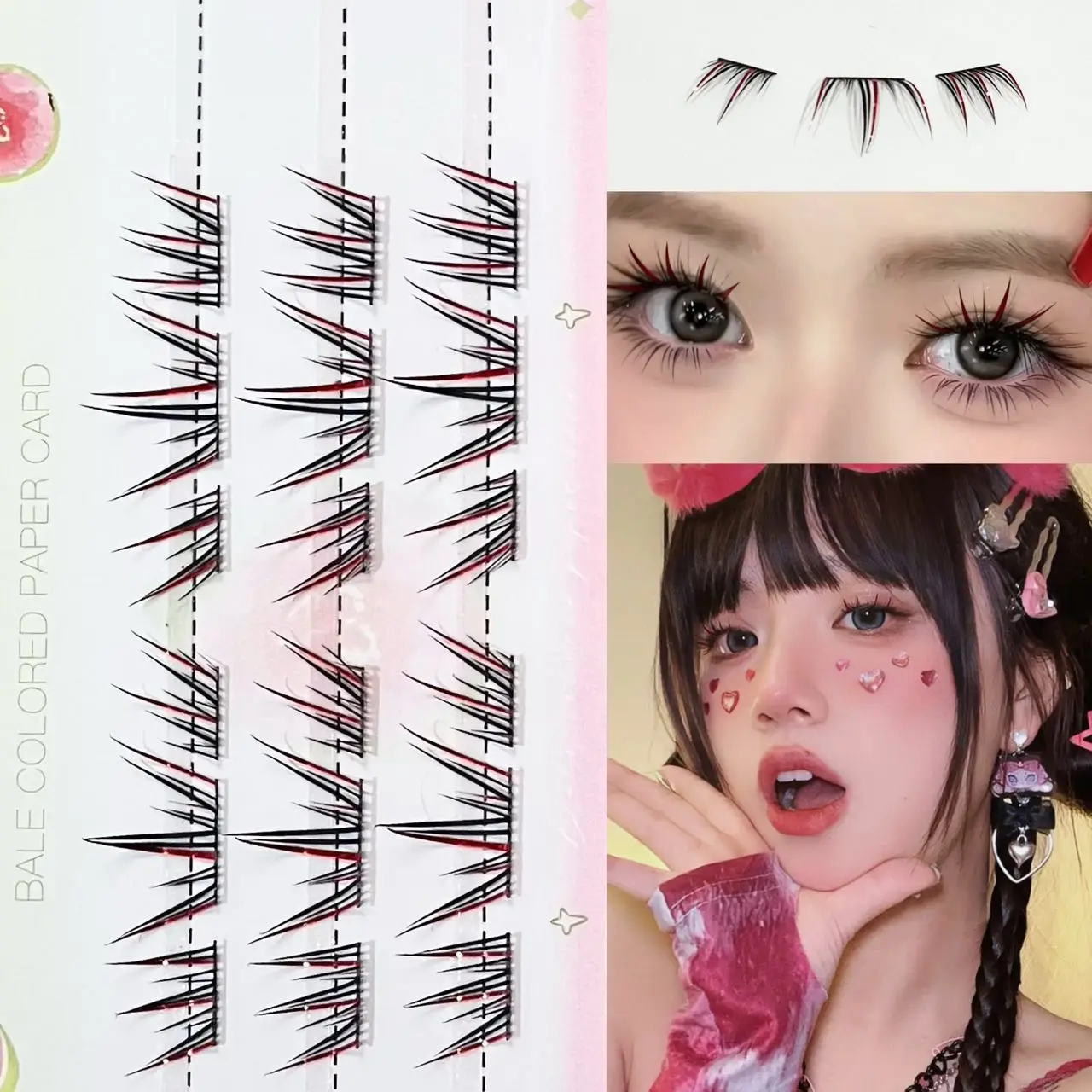 Herorange Dark Night Red Color Cluster Lashes 18 36 60 Bundles 9-12mm Natural No Lifting Daily Stage Photo Makeup