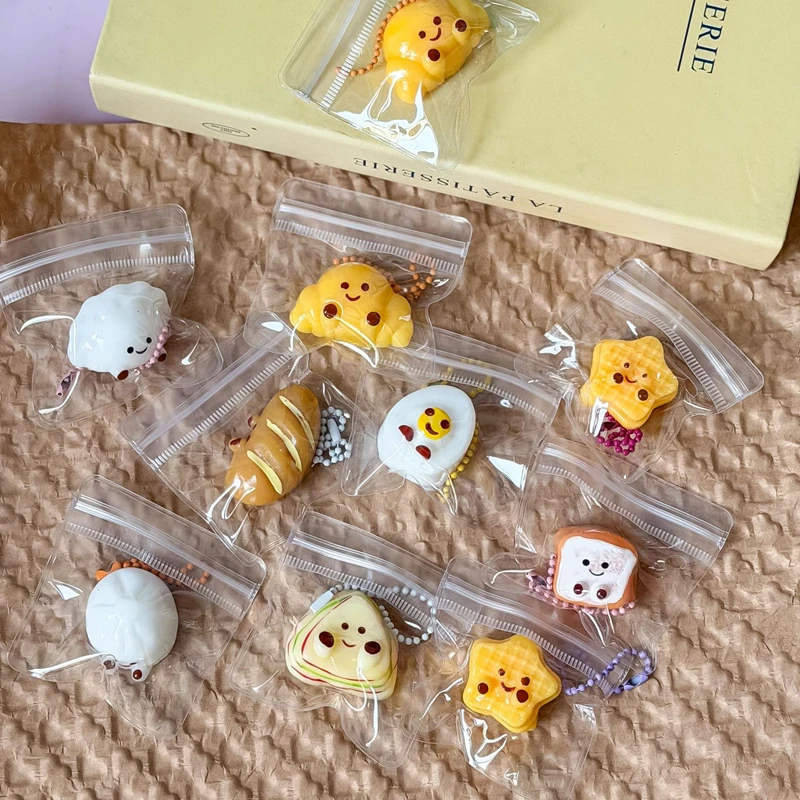 Party Favor Bread Food Squishy Toy Mini Mochi Squeeze Stress Relief Sensory Fidget Keychain Pendant For Kids Adults Gift