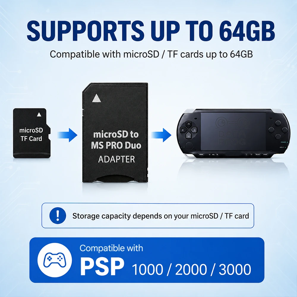 DATA FROG MS Pro Duo Memory Stick Adapter Micro SD TF Card Reader Converter for PSP 1000 2000 3000 view 3