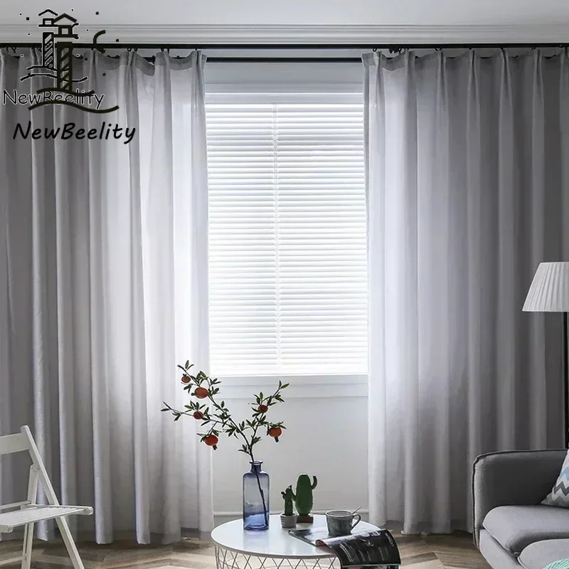 New Gray Heavenly Velvet Gauze Semi-transparent Curtain for Bedroom Living Room Blackout Custom Fabric Home Decor