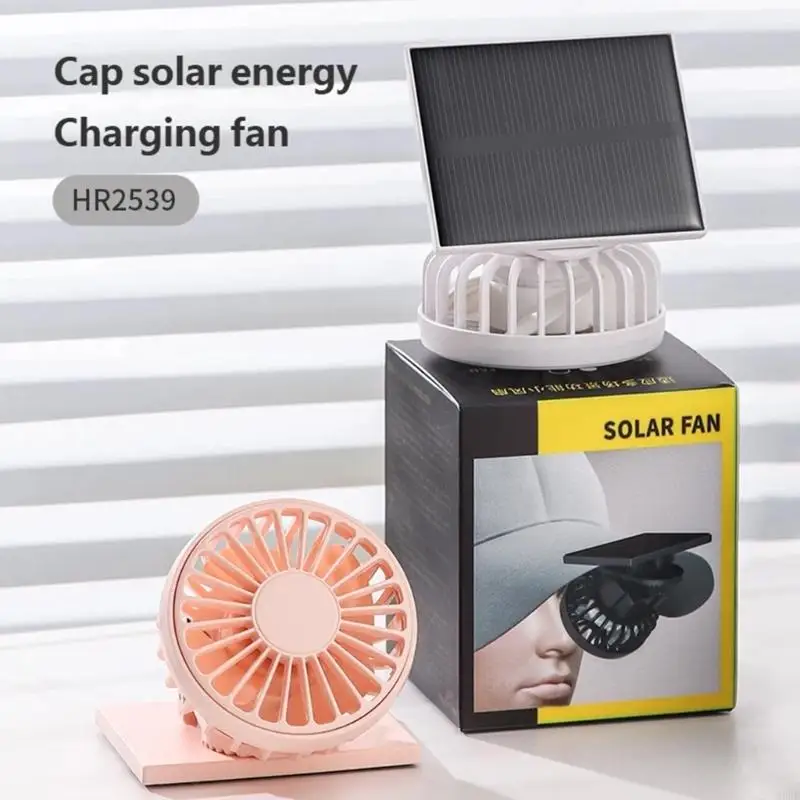 Multifunctional Clip on Hat Fan Portable Solar Powered Lightweight 3 Speed Cooling Fan for Fishing Hiking Travel 
