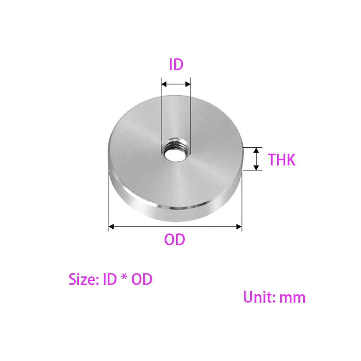 M6 M8 M10 Thread Circular Glass Table Disc Top Adapter Hardware Diameter 30/40/50/60mm