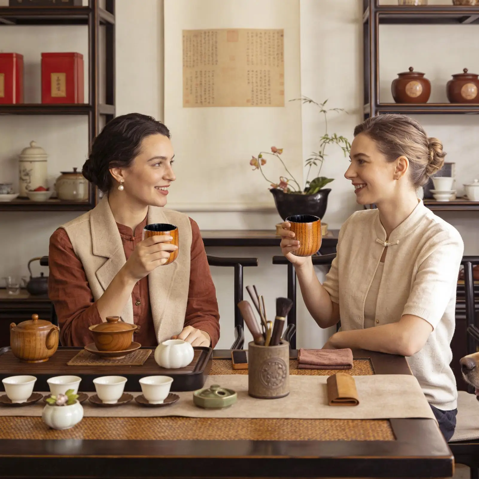 

Wooden Whiskey Glass 2 Pieces Reusable Old Fashioned Mug Wooden Bourbon Glass Drinking Cups For Men Dad Tea Coffee Wine Bourbon