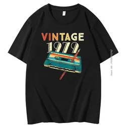 Vintage 1979 Music Cassette graphic t shirts 45rd Birthday Gifts Cotton T-shirt Summer Tees Tops men's short sleeve t-shirt