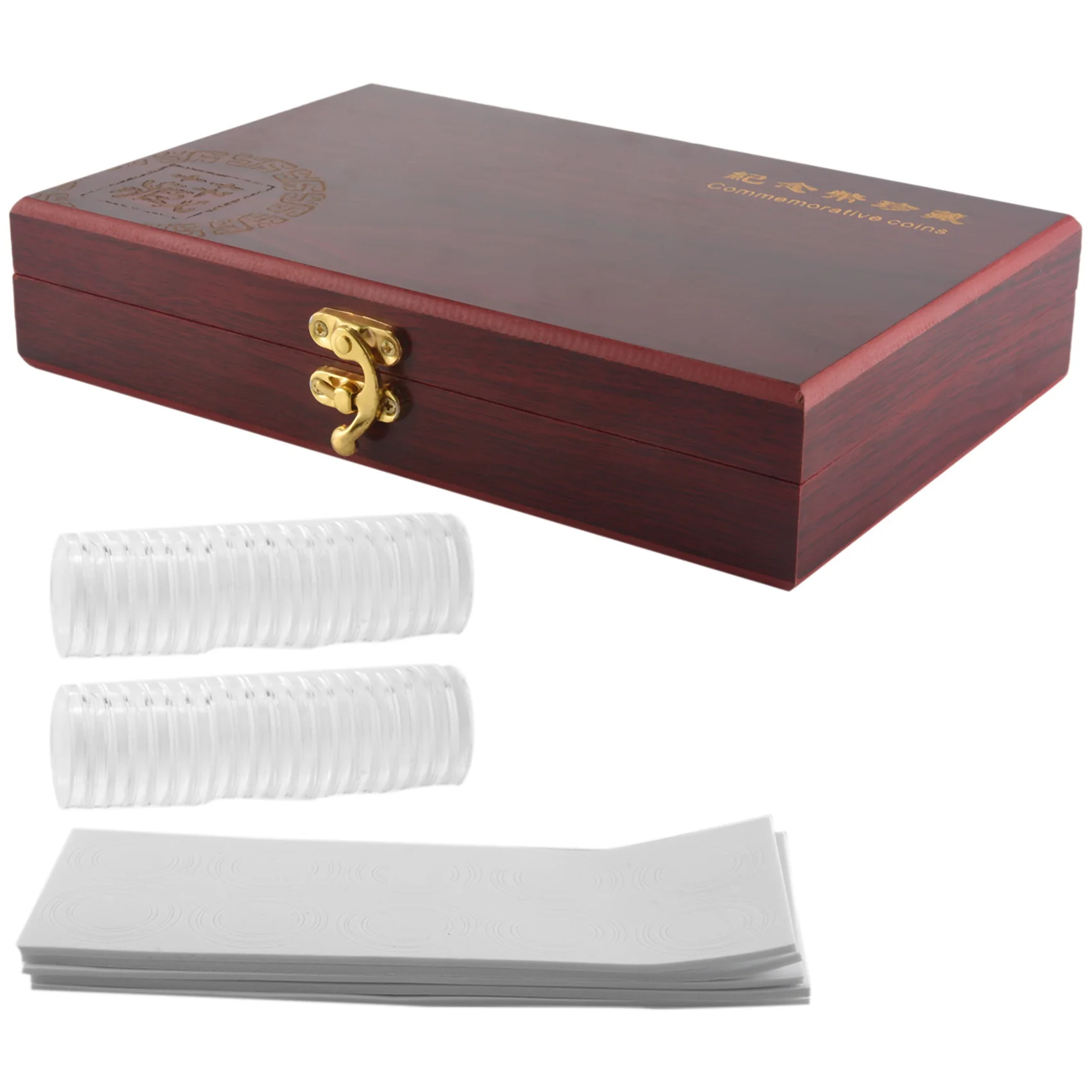 جديد 50 قطعة الخشب عملة حماية صندوق عرض حقيبة للتخزين حامل صندوق دائري صندوق جمع التذكارية