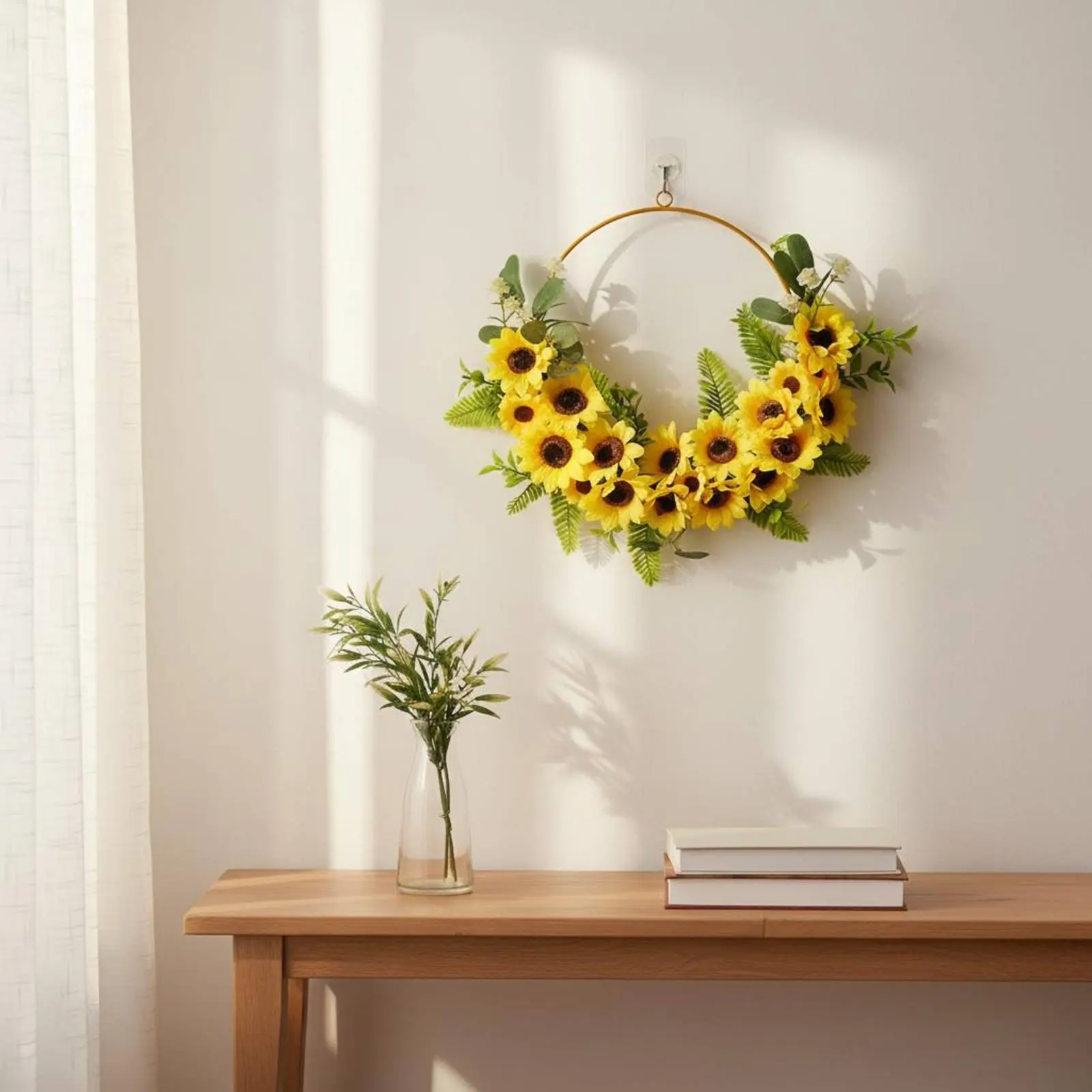 

Artificial Sun-Like Bloom Wreath Bright Yellow Sun-Like Bloom Door Wreath Home Decoration Full Look Realistic