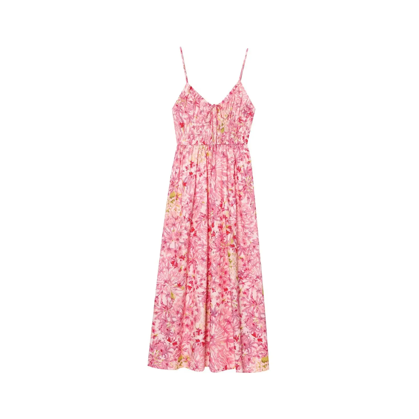 

Women's new chic fashion bow tie decoration print suspender MIDI dress retro sleeveless backless women's dress