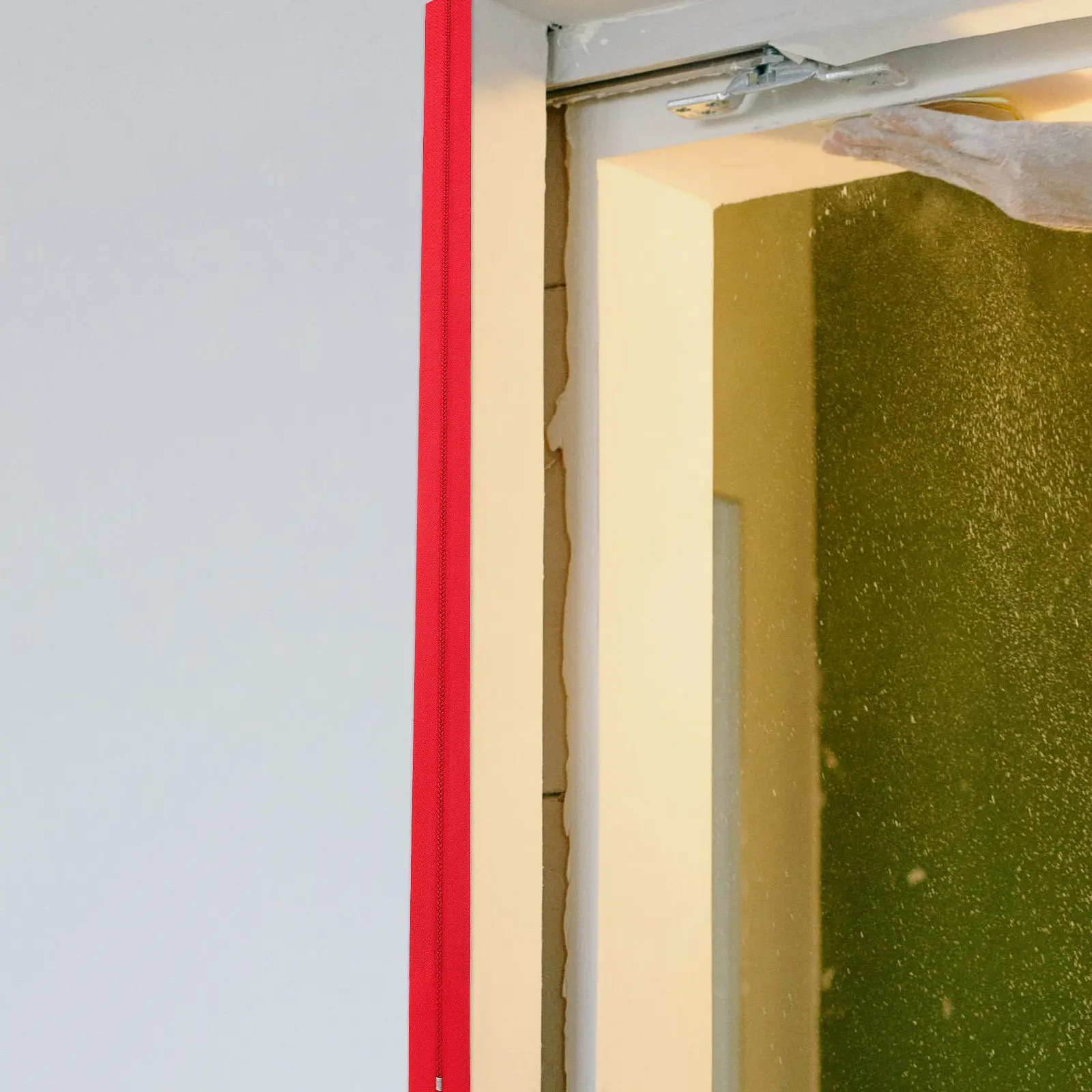 Dust Barrier Zipper Door Cover Heavy-Duty Plastic Sheet Peel-and-Stick Installation for Home Renovation Construction Painting