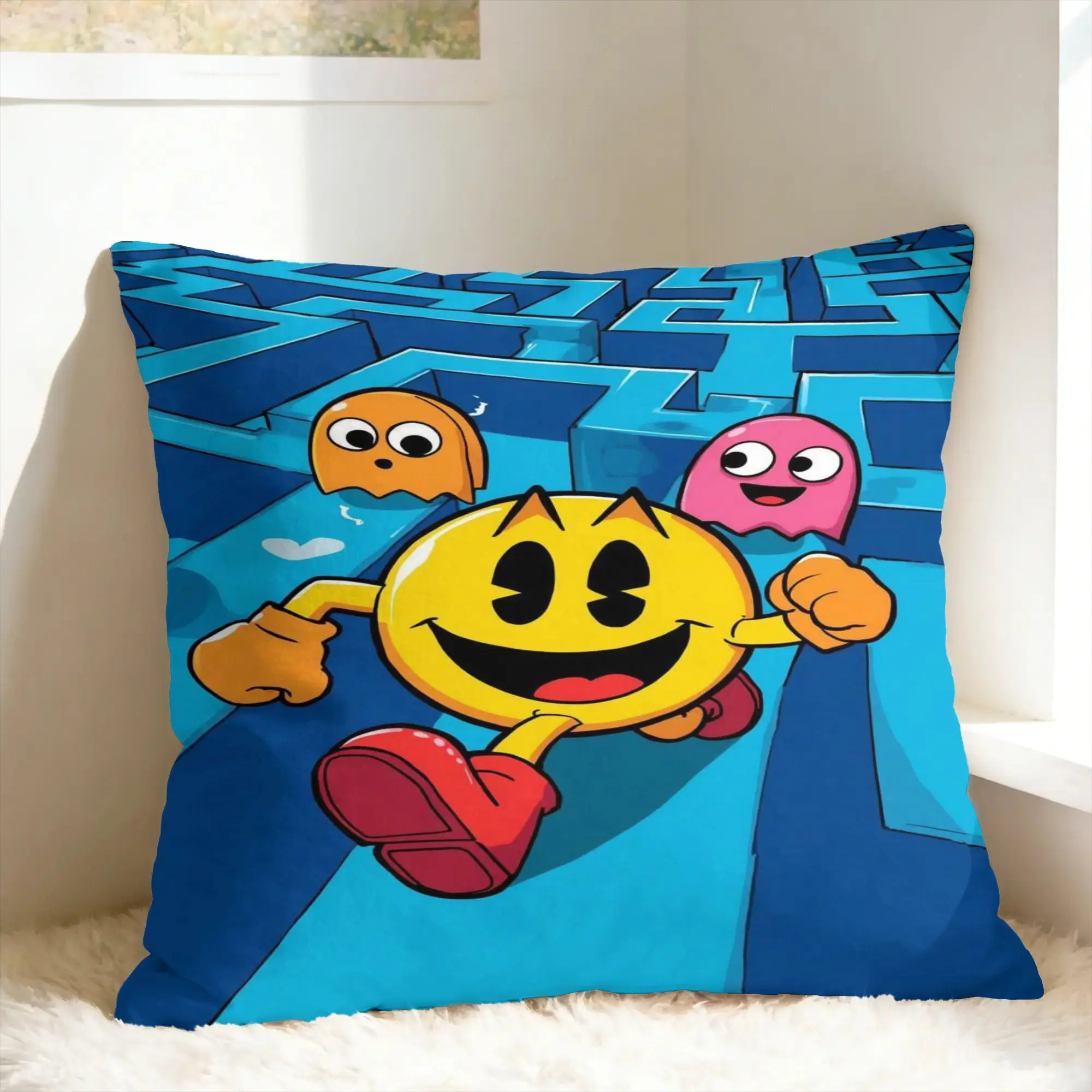 Pac-Man Pillowcases  Vintage Pillow Case For Couch Sofa Bedroom Design Pillow Cover